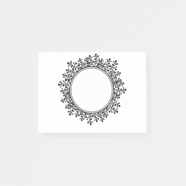 Floral Frame Customizable Name Monogram Post-it Notes (Front)