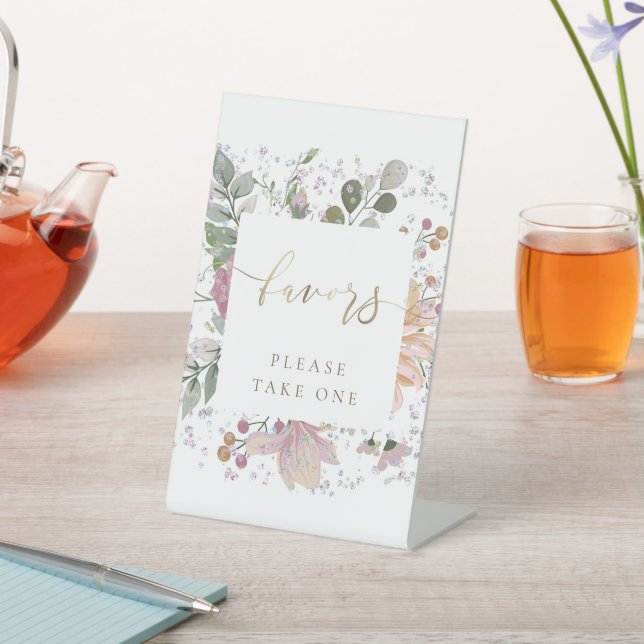 floral frame favors pedestal sign (In SItu)