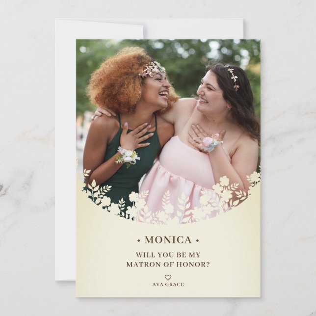 Floral Frame Flower Girl Bridesmaid Proposal (Front)