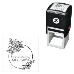 Floral Frame From the Library Of Self-inking Stamp