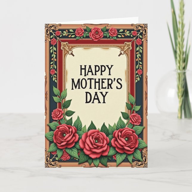Floral Frame Happy Mothers Day Card (Front)