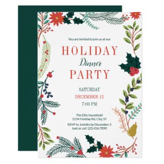 Floral Frame Holiday Dinner Party Invitation