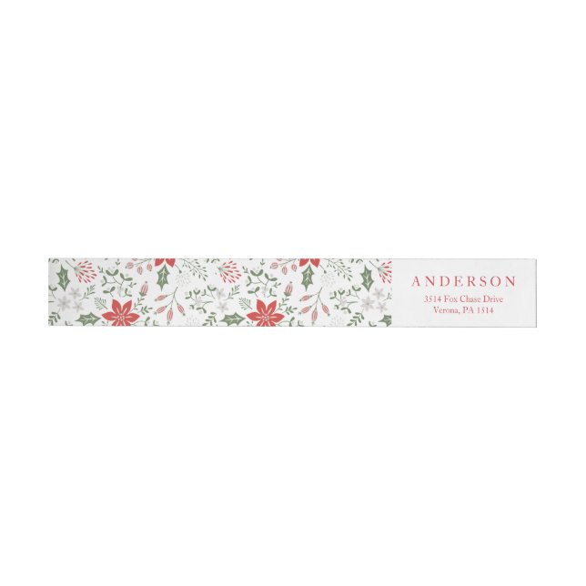 Floral Frame Holiday Wrap Around Address Labels (Individual)