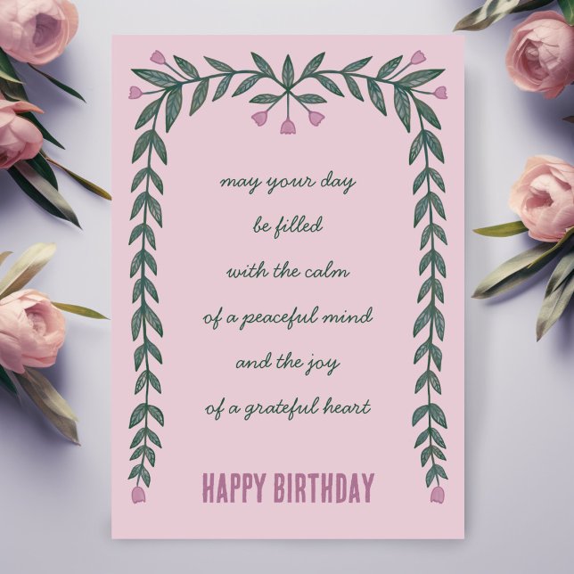 Floral Frame Inspirational Mindful Happy Birthday  Card (Floral Frame Inspirational Mindful Happy Birthday Card
)