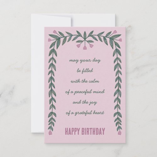Floral Frame Inspirational Mindful Happy Birthday  Card