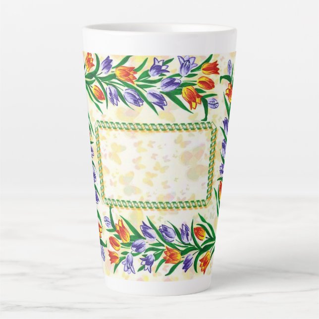 floral frame latte mug (Front)