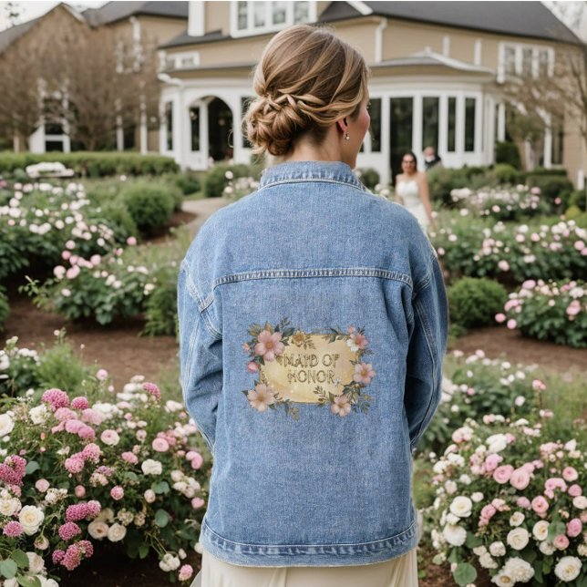Floral Frame Maid of Honor Denim Jacket (Creator Uploaded)