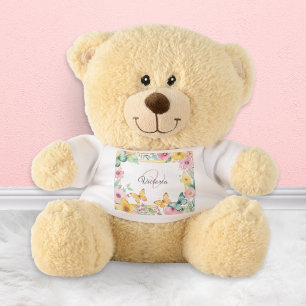 Floral Frame Monogrammed Elegant Pretty Chic Teddy Bear
