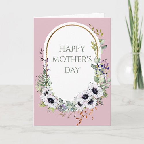 Floral Frame Mothers Day Dusty Pink Card