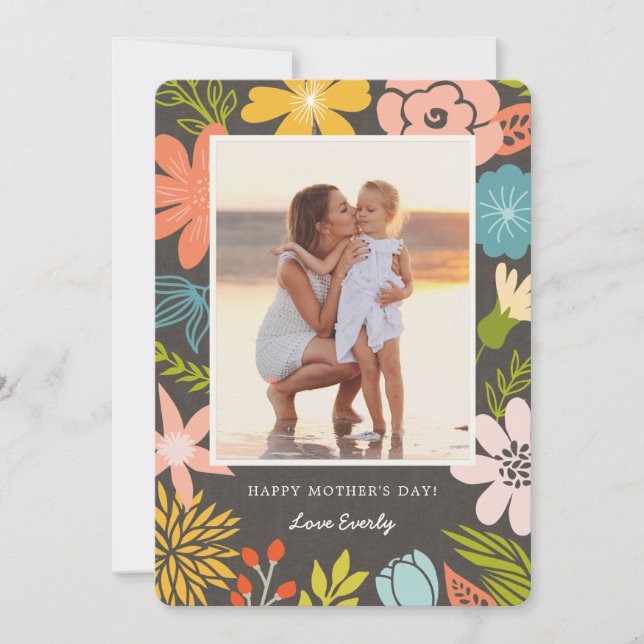 Floral Frame Mother's Day Photo Card (Front)