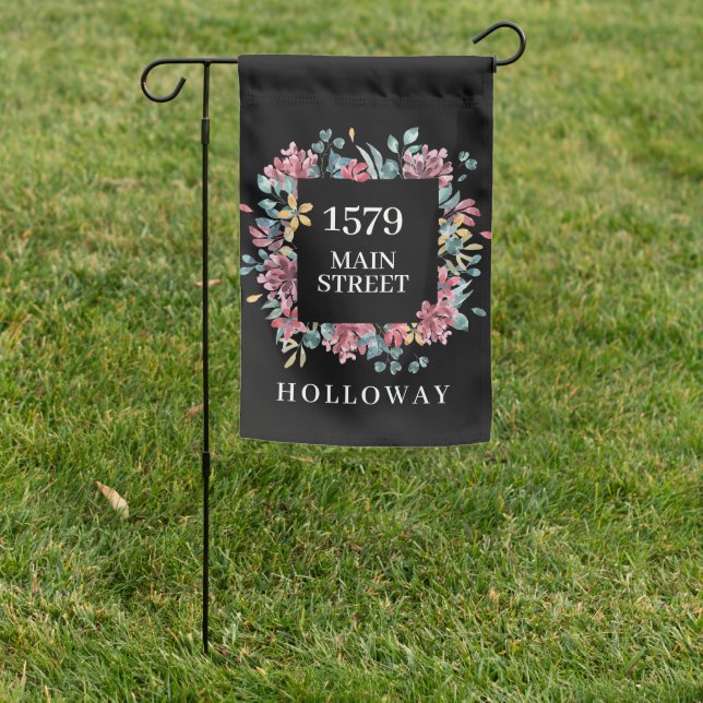Floral Frame Name and Address Garden Flag (In SItu)