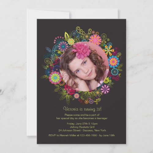 Floral Frame Photo Invitation