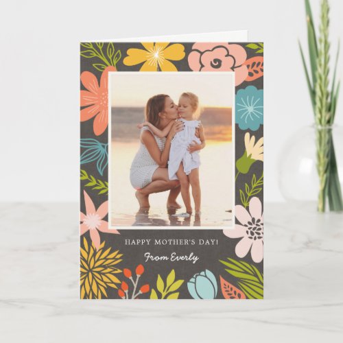Floral Frame Photo Mothers Day Card