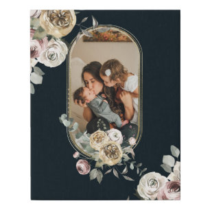 Floral Frame Photo Personalized Faux Canvas Print