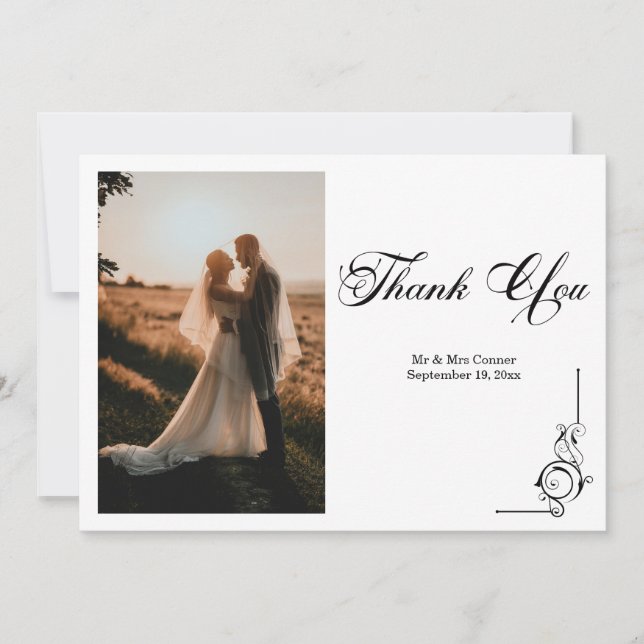 Floral Frame Photo Thank You Card (Front)
