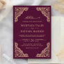 Floral Frame Plum and Gold Islamic Muslim Wedding Invitation