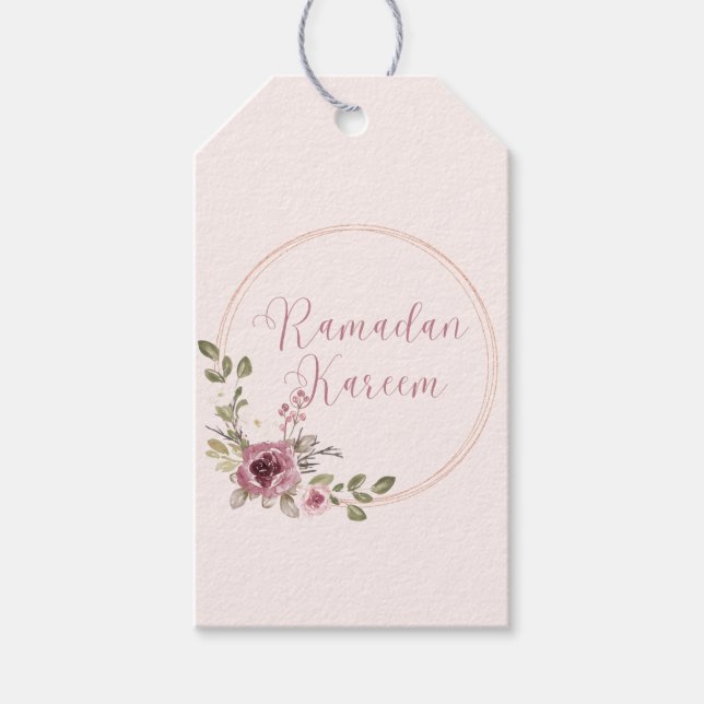 Floral Frame Ramadan Kareem Ramadan Gift Tags (Front)
