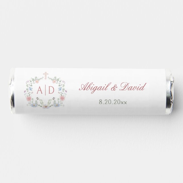 Floral Frame Religious Wedding Monograms Breath Savers® Mints (Right)
