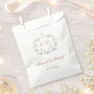 Floral Frame Religious Wedding Monograms Favor Bag