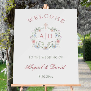 Floral Frame Religious Wedding Monograms Welcome Foam Board