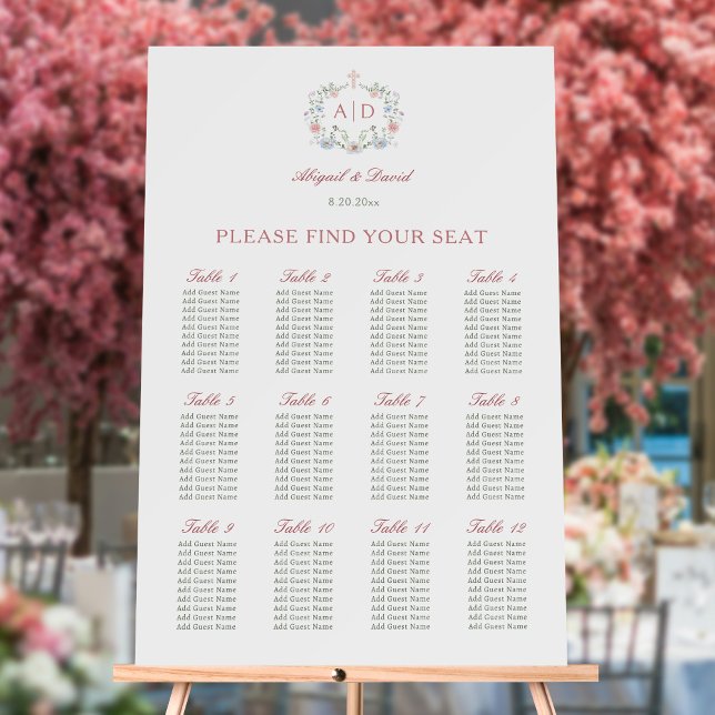 Floral Frame Religious Wedding Seating Chart Foam Board (Creator Uploaded)
