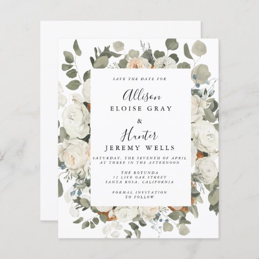 Floral Frame Save the Date (Front/Back)