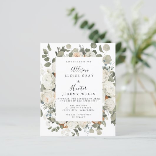 Floral Frame Save the Date (Standing Front)