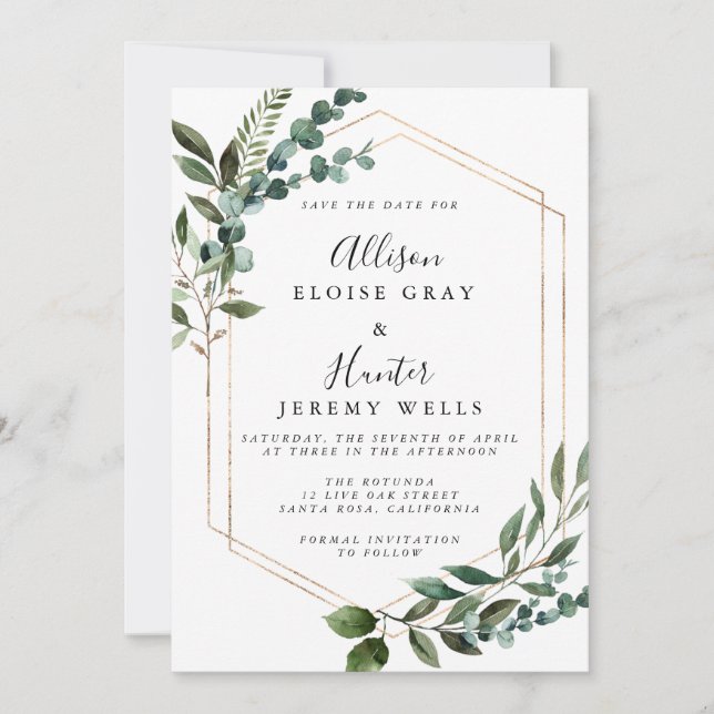 Floral Frame Save the Date Invitation (Front)
