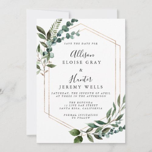 Floral Frame Save the Date Invitation
