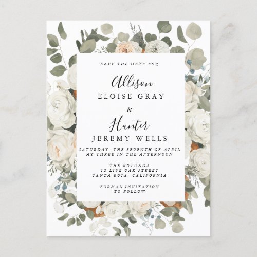 Floral Frame Save the Date Postcard