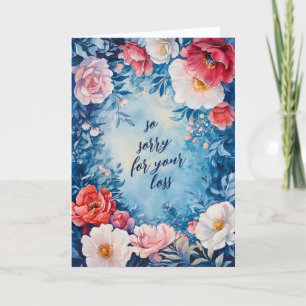 Floral Frame SORRY FOR LOSS CUSTOM Condolences Card