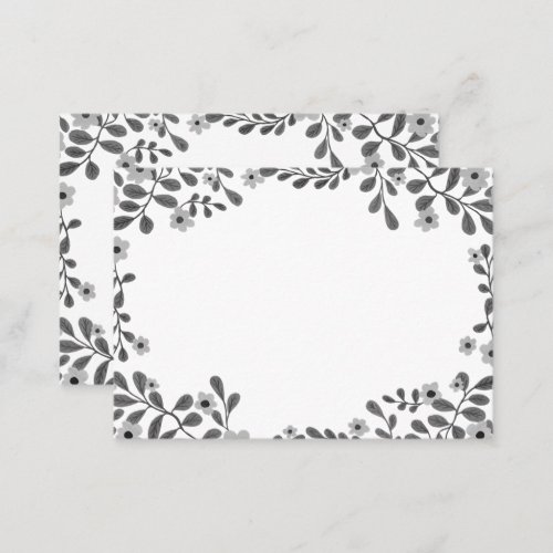 Floral Frame Sweet Boho Flowers Custom BW Place Card