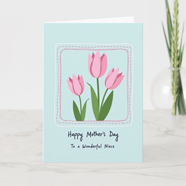 Floral Frame Sweet Day Wish Card (Front)