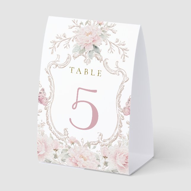 floral frame table number paper table tent  (Front)