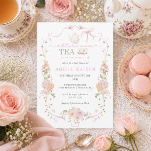 Floral Frame Tea with the Mom-to-be Baby Shower Invitation