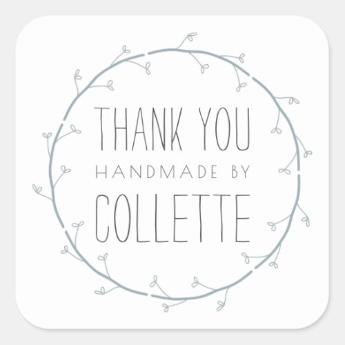 Floral Frame Thank You  Package Square Sticker