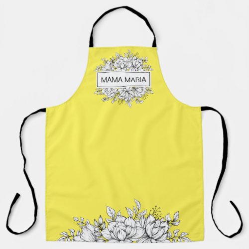 FLORAL FRAME UNISEX Yellow All_Over Print Apron