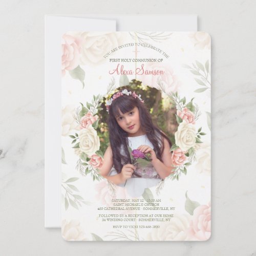 Floral Frame Watercolor Photo Invitation