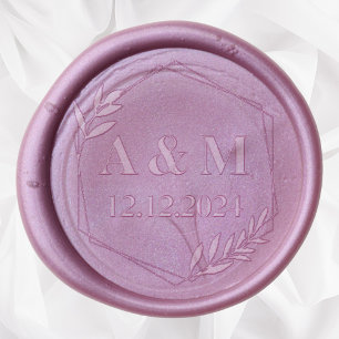Floral Frame Wedding Initials Monogram Date Wax Seal Sticker