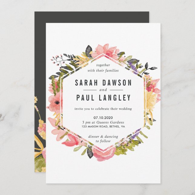 Floral Frame Wedding Invitation (Front/Back)