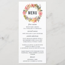 Floral Frame Wedding Menu Card