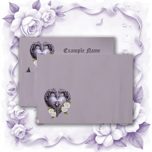 Floral frame with a heart and white roses envelope