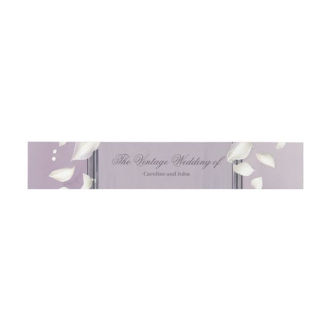 Floral frame with a heart and white roses  invitation belly band (Flat)
