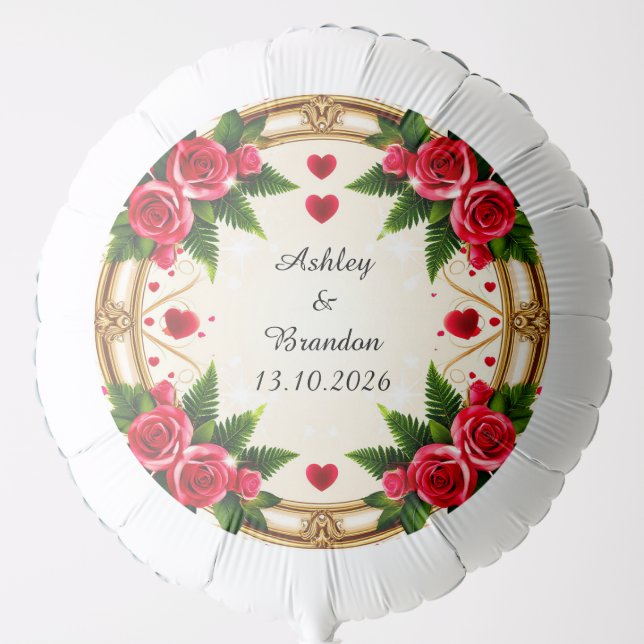 Floral Frame with Pink Roses Balloon (Front)