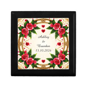Floral Frame with Pink Roses Gift Box