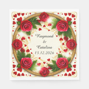 Floral Frame with Red Roses Napkins