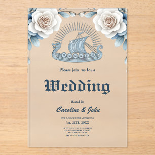 Floral Frame with Roses and Celtic Design Acrylic Invitations