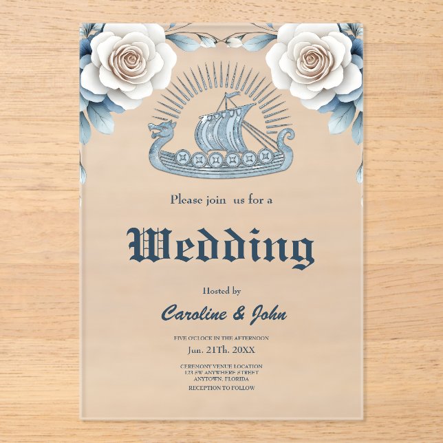 Floral Frame with Roses and Celtic Design Acrylic Invitations (Front)