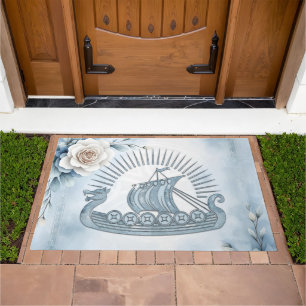 Floral Frame with Roses and Celtic Design. Doormat