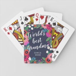 Floral Frame World&#39;s Best Grandma Playing Cards